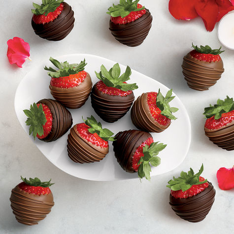 Milk & Dark Chocolate Covered Strawberries, Dozen for New Year's Eve Party