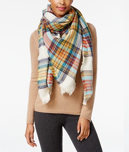 Steve Madden Classic Plaid Square Blanket Scarf