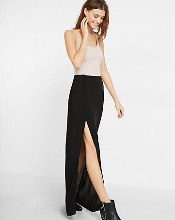 Express Side Button Maxi Skirt