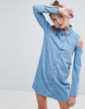 Cut Out Denim Dress Asos