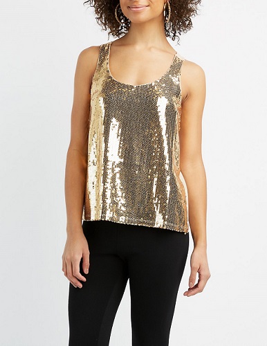 Gold sequin tank top