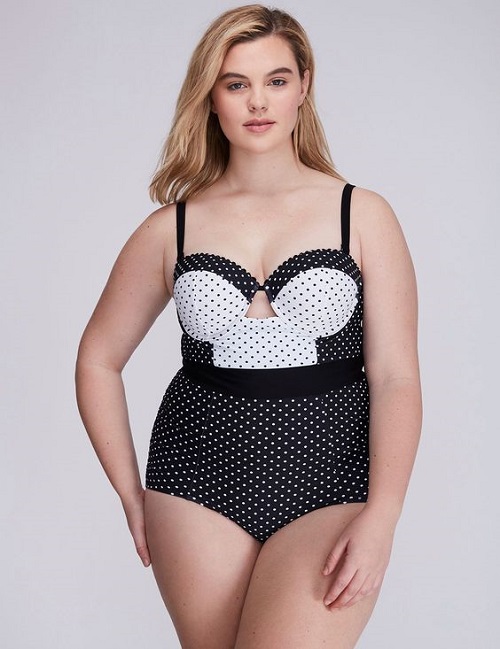 Cupped one piece black and white bikini lane bryant