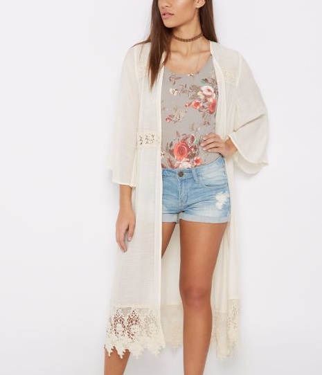 Crochet White Duster Robe