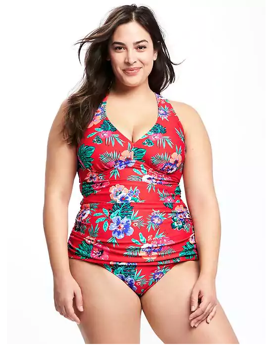 Cross-Back Floral Tankini