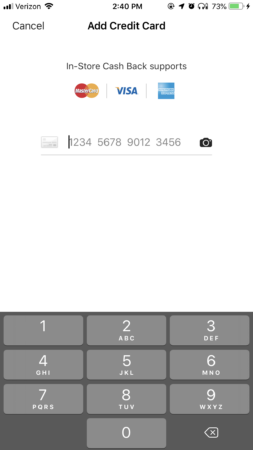 Rakuten app add a credit card
