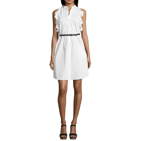 white ruffled dress