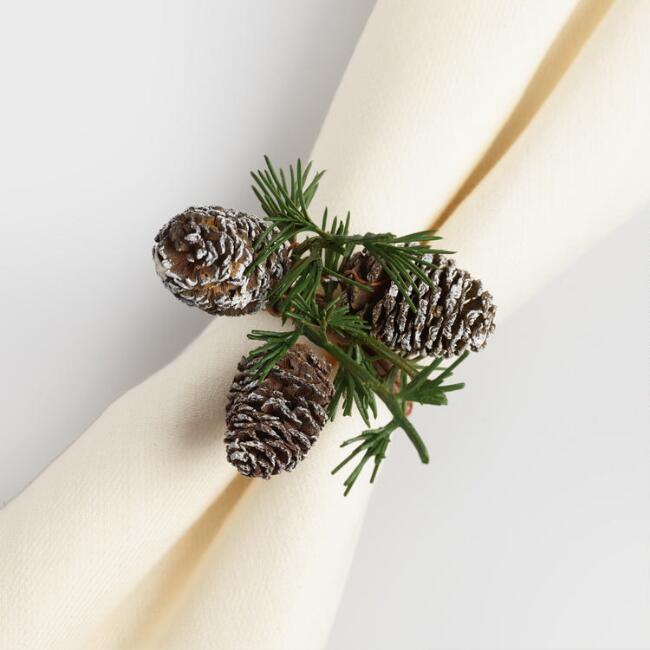 Mini Pinecone Napkin Rings Set Of 4