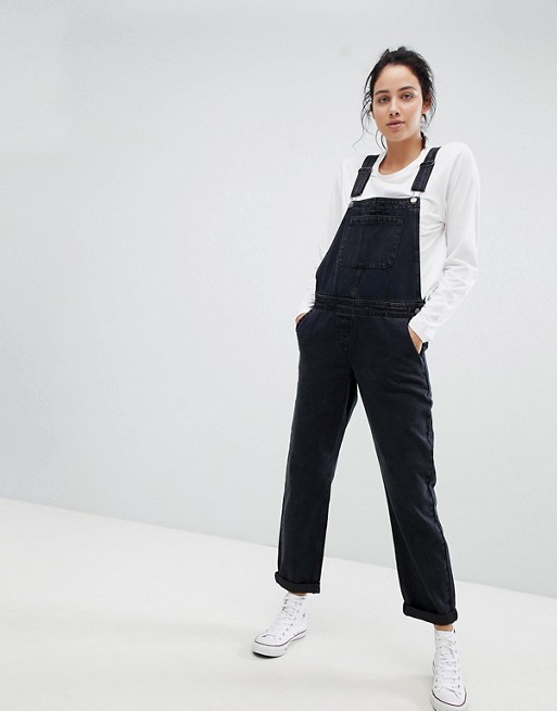 ASOS DESIGN denim overall in washed black