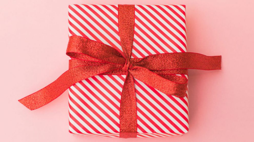 Gift wrapped with a bow