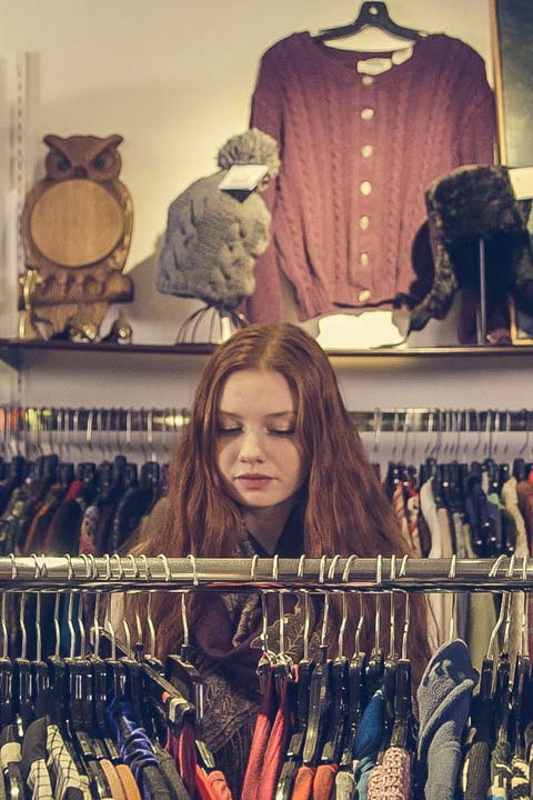 Girl shopping for clothes