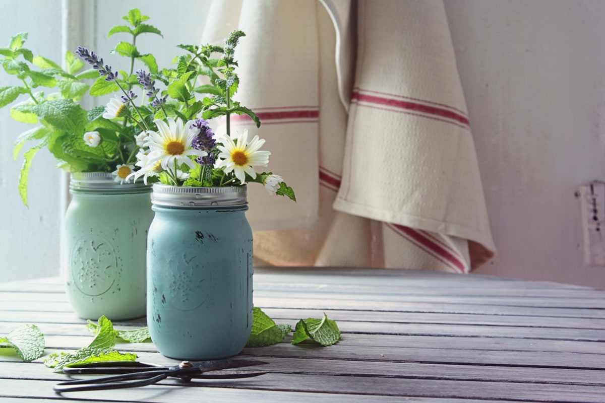 Flowers in mason jars