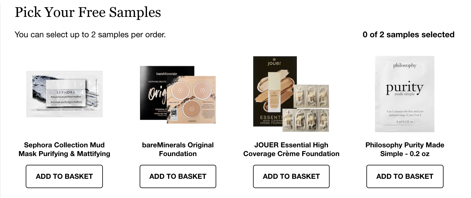 Sephora free samples