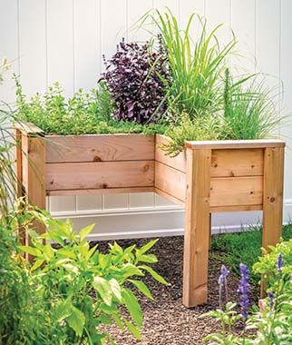 L-Shaped Cedar Elevated Planter