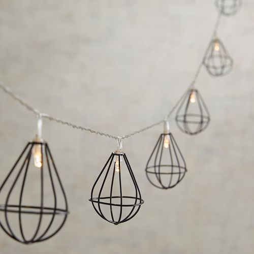 10' Black Wire Lantern LED String Lights