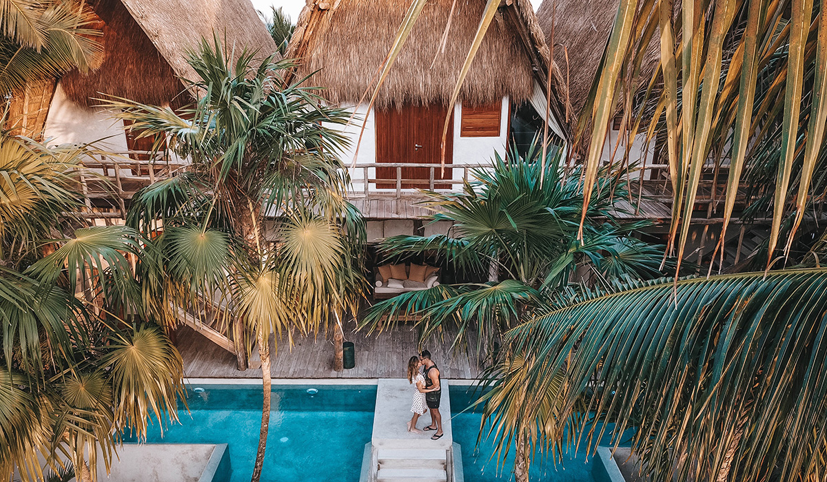 Couple at a tropical resort