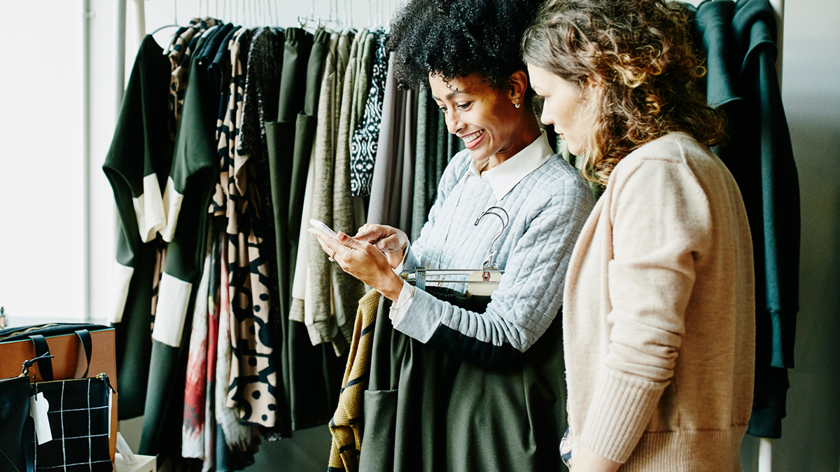Two women shopping