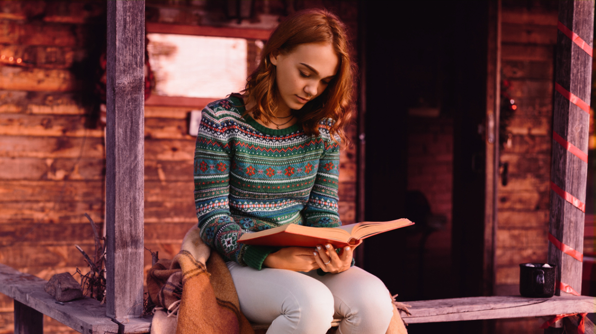 Girl in holiday sweater
