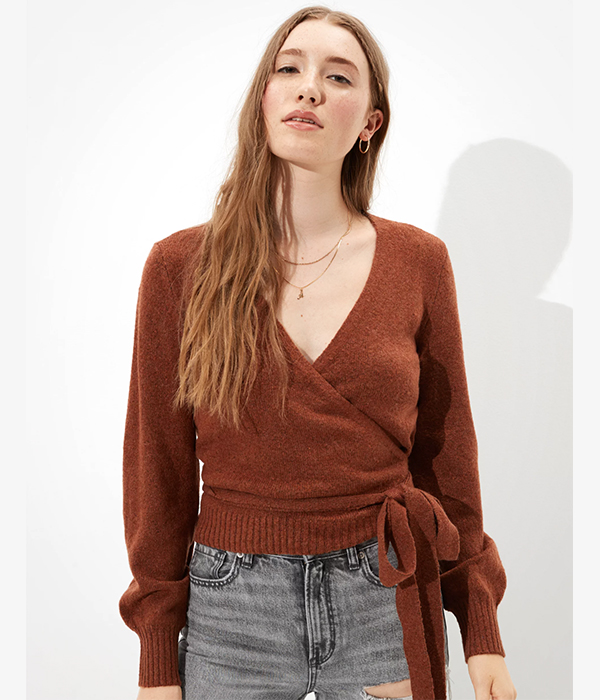 Dreamspun Wrap Front V-Neck Sweater