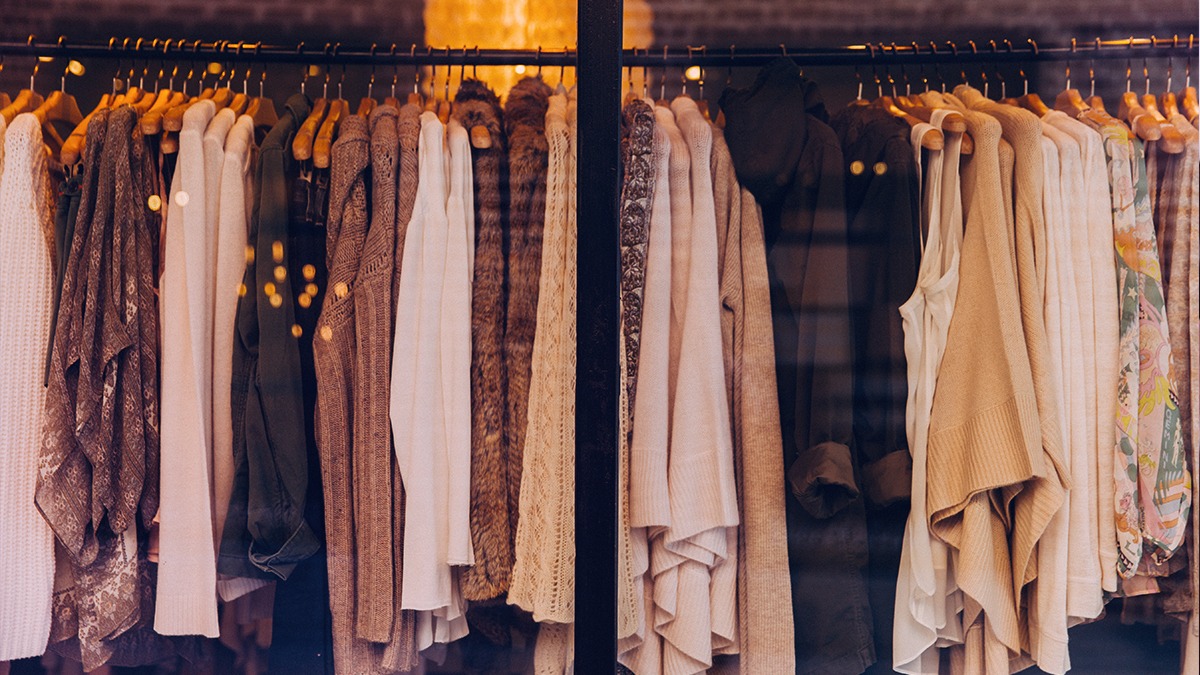 Clothes hanging on a rack