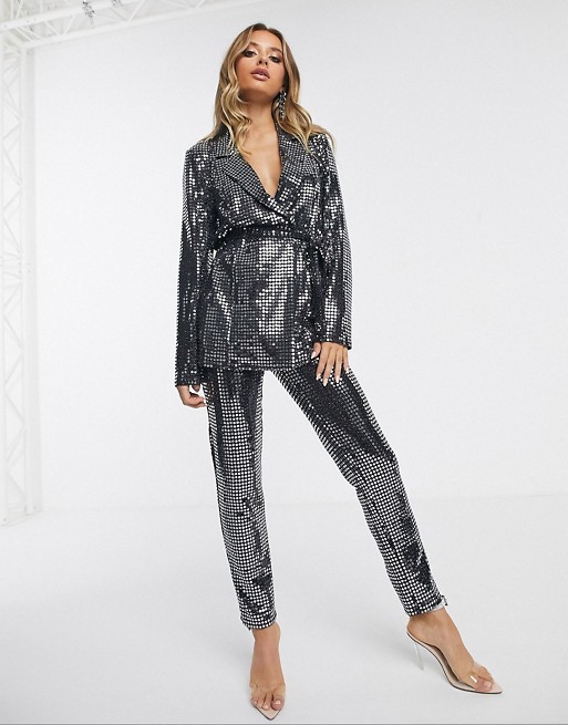 ASOS DESIGN Jersey Sequin Wrap Suit