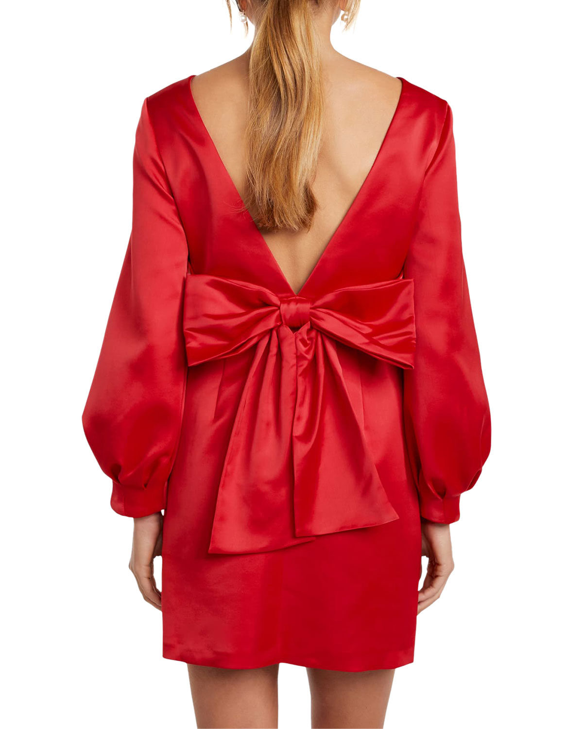 Ever New Puffed Long-Sleeve Bow-Back Mini Dress