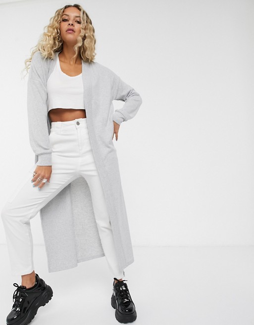 Noisy May maxi cardigan in gray