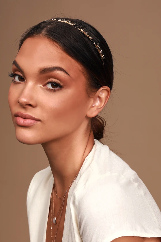 Flowers in Her Hair Gold Flower Headband