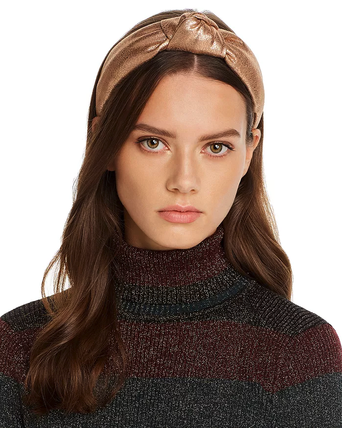 Lele Sadoughi Metallic Faux Leather Knot Headband