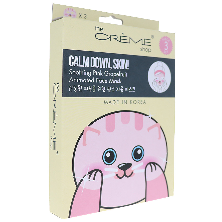 The Creme Shop Calm Down, Skin! Kitty Sheet Face Mask Pink Grapefruit