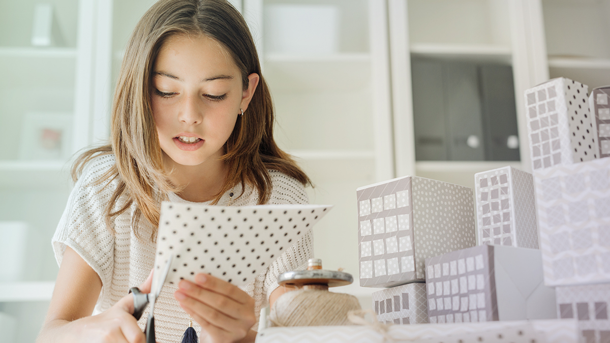 Girl working on crafts