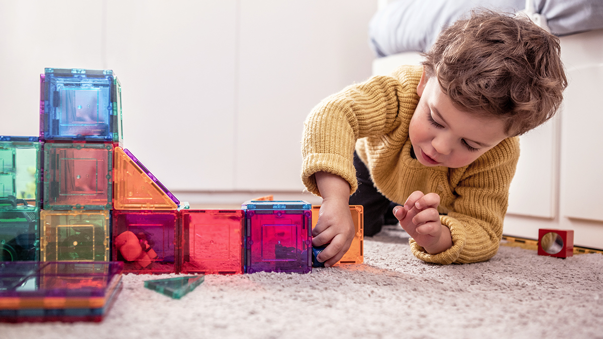 Kid playing with blocks