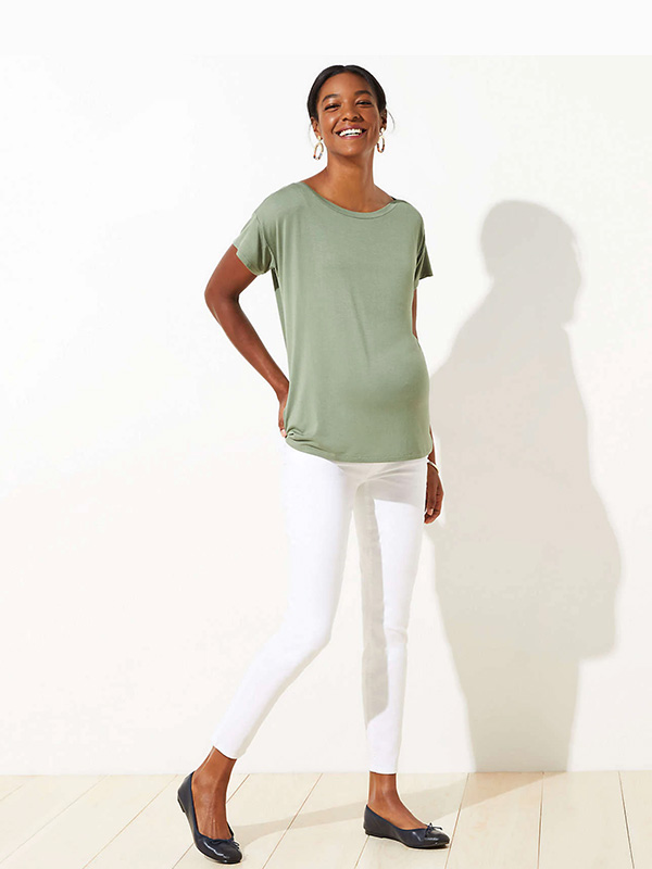 LOFT Maternity Skinny White Jeans