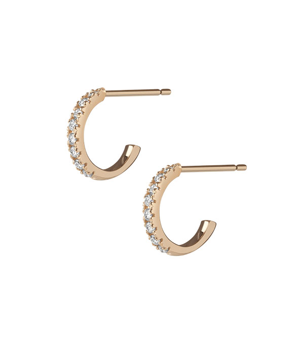 Huggie Earrings with White Diamonds
