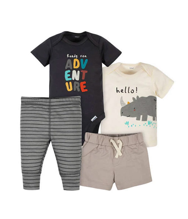 Just Born Baby Boys Gerber Rhino 4 Piece Lafayette Set