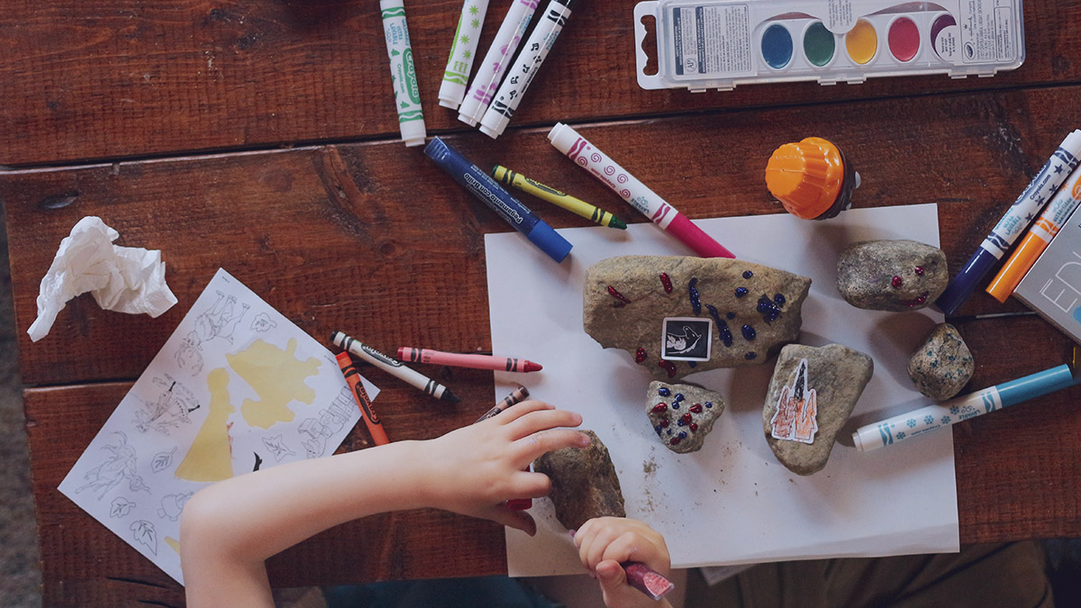 kid doing arts and crafts
