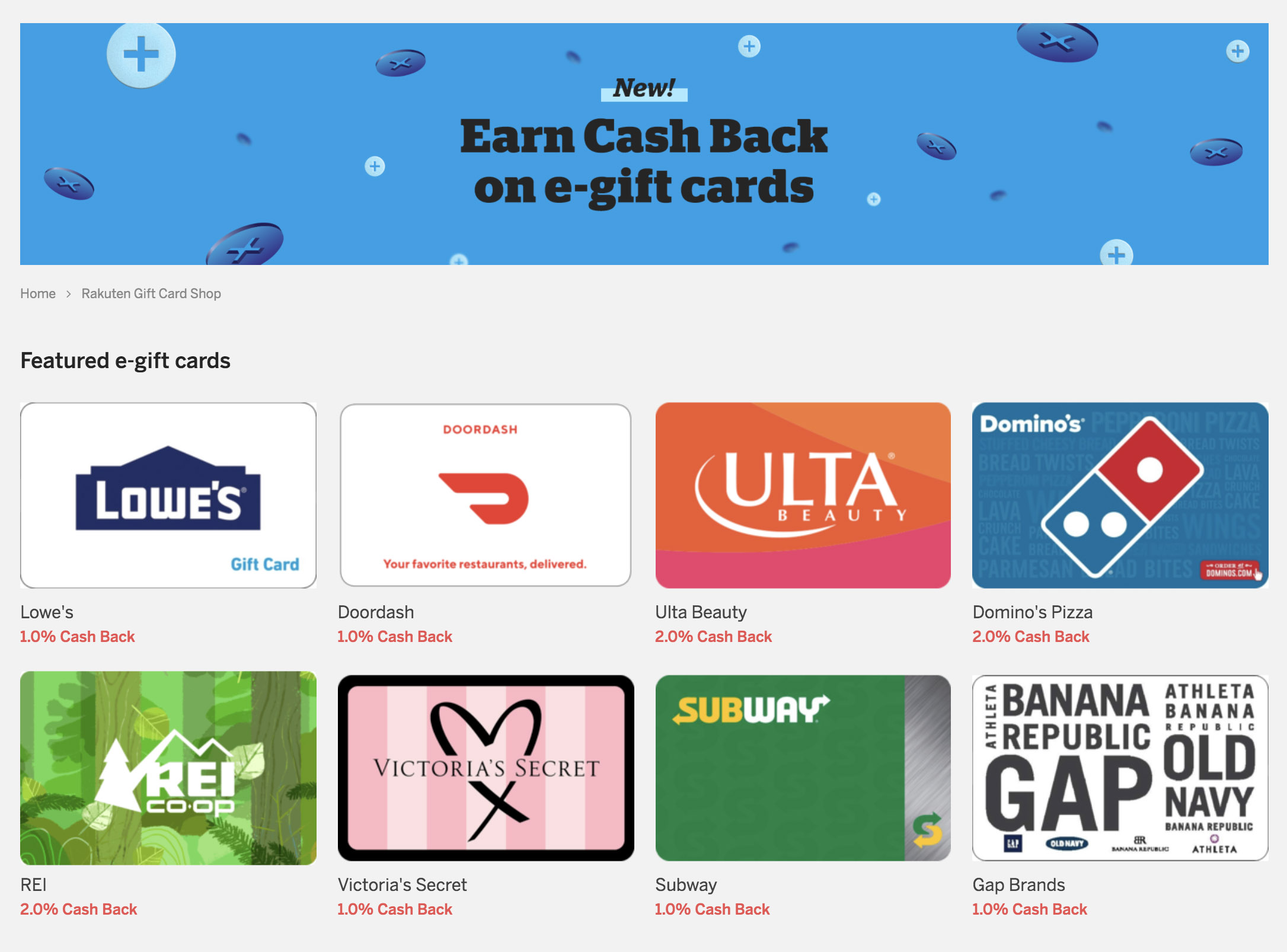 Rakuten e-Gift Cards