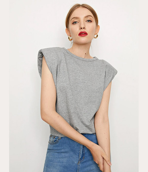 Shoulder Pad Solid Tank Top