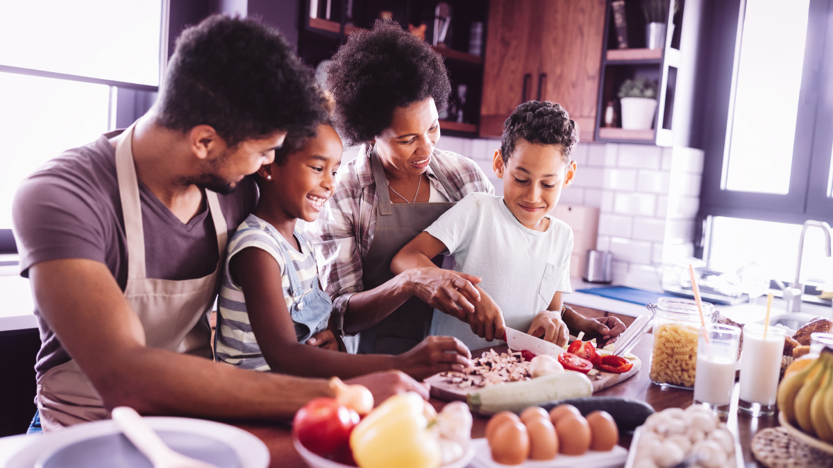 Family cooking together