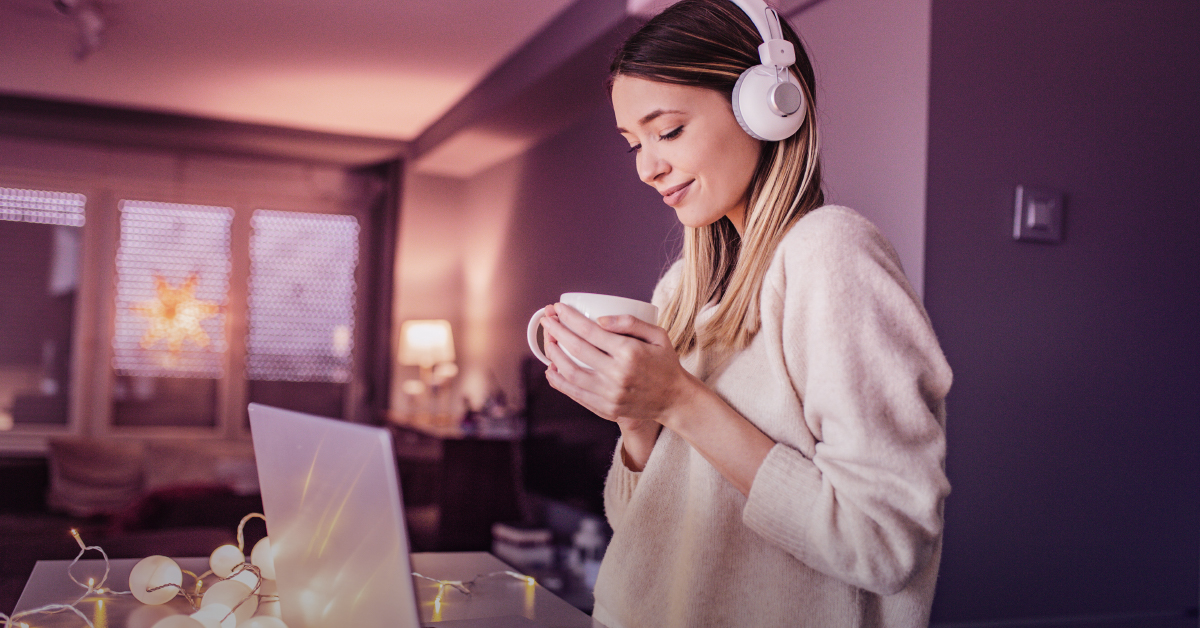 Girl wearing headphones