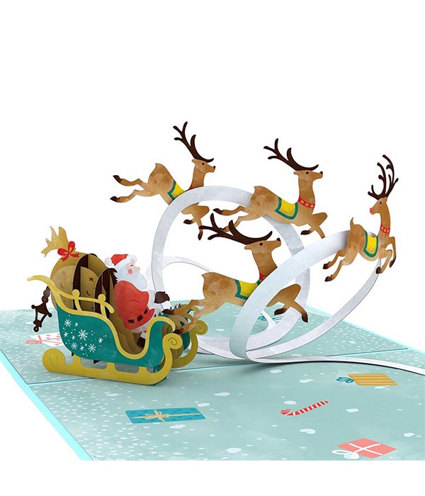 Santa Sleigh 3D Card