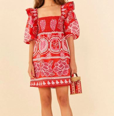 Farm Rio Red Summer Sunrise Organic Cotton Mini Dress