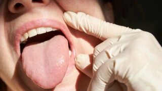 Woman with tongue stuck out