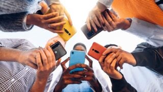 People using smartphones